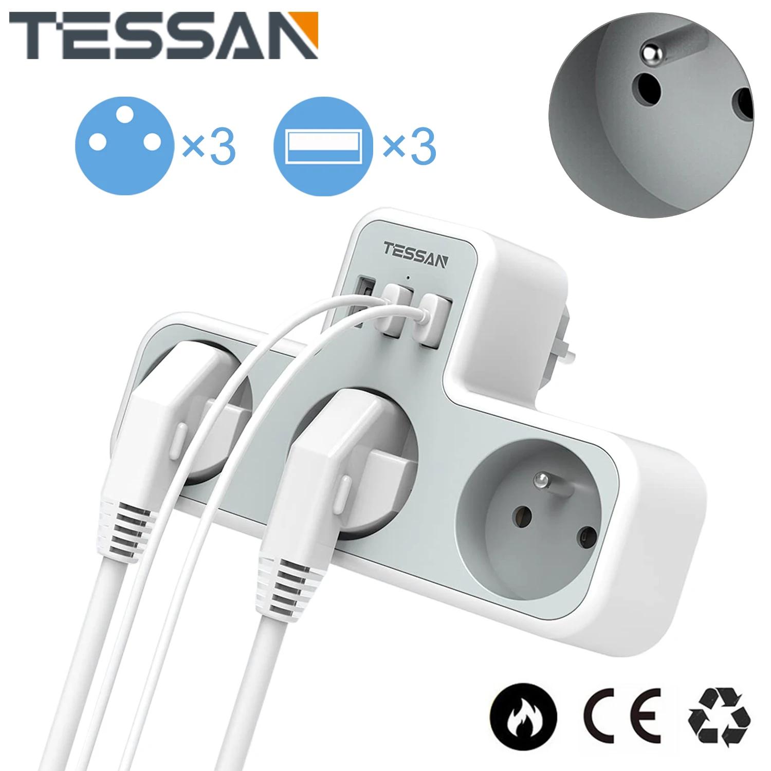 TESSAN   ͽٴ  Ʈ, 3 ġ   3 USB Ʈ (3A),   繫ǿ USB  , 6 in 1